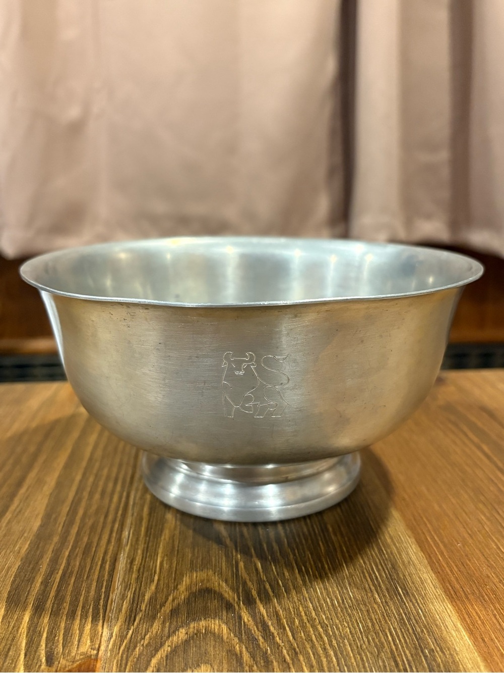 Josten's Pewter Paul Revere Reproduction Footed Bowl 7 inch (ENGRAVED)